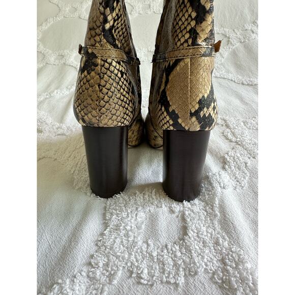 Tory Burch NWOT Pull On Knee High Snake Embossed Leather Boots Sand Drift Sz 6.5 - Picture 7 of 7